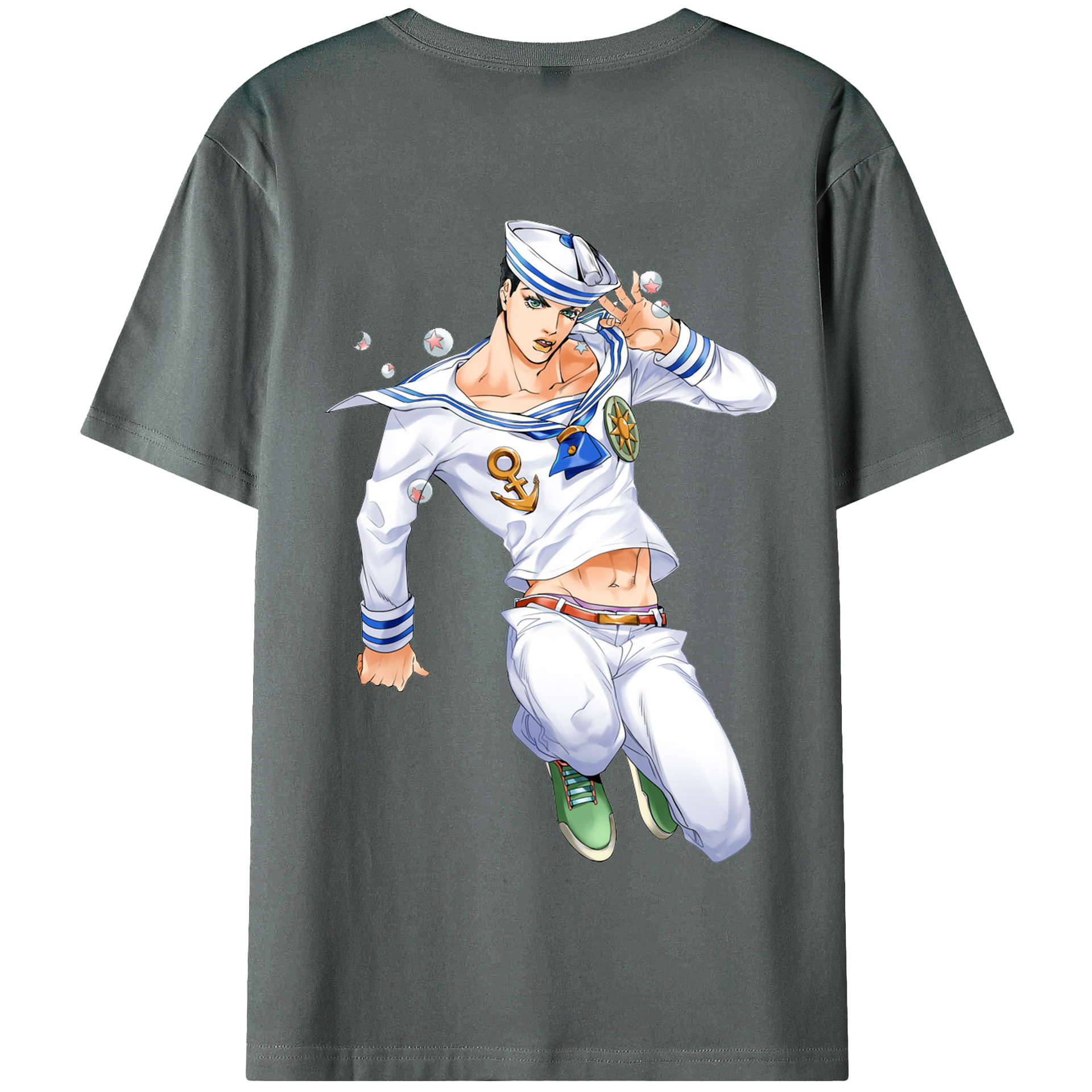 （画像用） ジョジョの奇妙な冒険 東方定助 JoJo's Bizarre Adventure Higashikata Josuke 綿100％半袖Tシャツ（背面プリント）